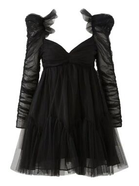 Zimmermann Black Tulle Long-Sleeve Puff Dress